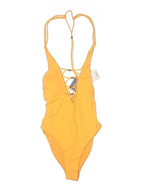 Tini Bikini Solid Yellow One Piece Swimsuit Size M 55 Off ThredUP