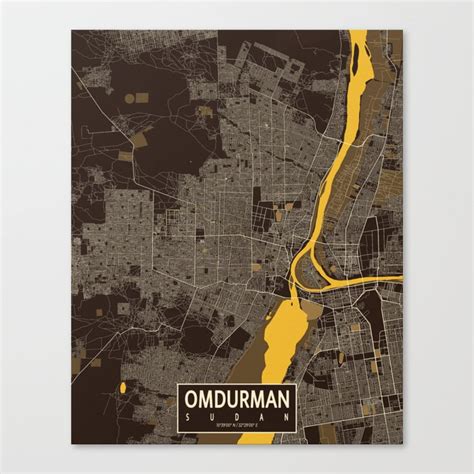 Omdurman City Map of Sudan - Pastel Canvas Print by deMAP Studio | Society6