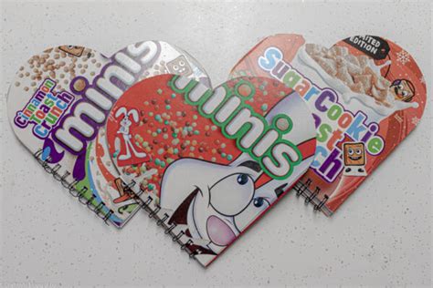 Heart Shaped Cereal Box Notebooks With Upcycled Papers