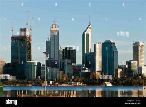 View Across South Perth Foreshore To City Skyline Perth Western