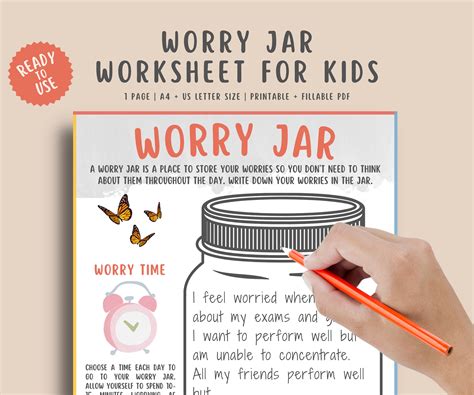 Worry Jar Worksheet For Kids Children Therapy Counseling Etsy Australia