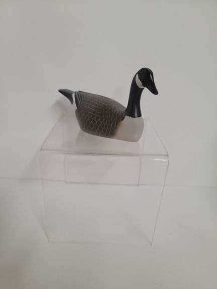 Hand Carved Signed Canada Goose Small Decoy Delaware Auction Center