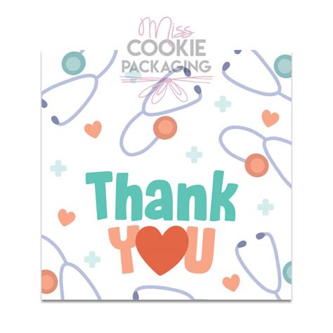 NURSE "Thank You" Tag – 25 Printed 2" Square Tags - Miss Cookie Packaging