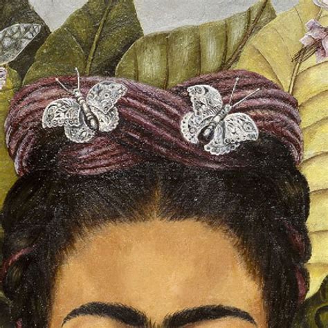 Zoom sur Autoportrait au collier d épines et colibri de Frida Kahlo