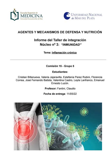 Inflamacion Adn Resumen Catedra Agentes Y Mecanismos De Defensa Y