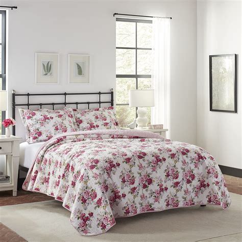 Laura Ashley Home Lidia Collection Quilt Set 100 Cotton Reversible