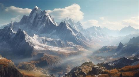 Premium AI Image | Huge mountain fantasy landscape valley digital art ...