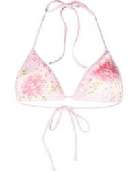 Frankie S Bikinis Halterneck Triangle Cup Bikini Top In Pink Lyst