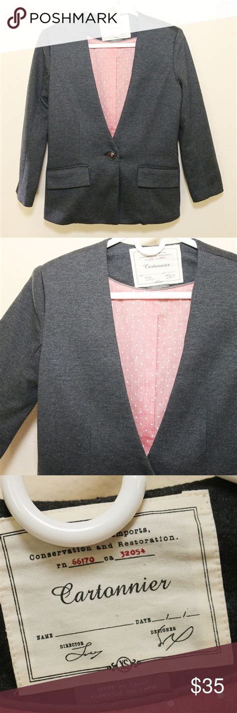 Anthropologie Cartonnier Blazer Jacket Gray Sz Xs Gray Jacket