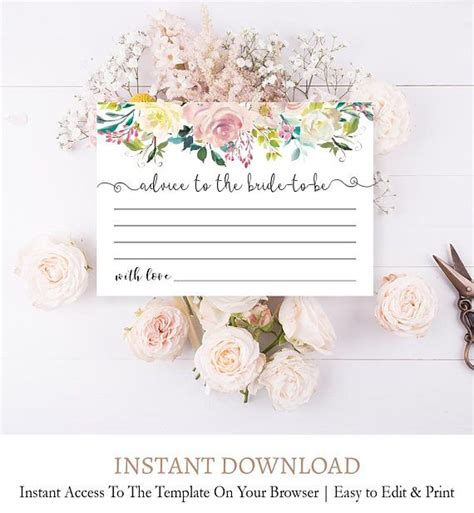 Floral Bridal Advice Cards Bridal Shower Advice Cards Pink Etsy Bridal Advice Cards Bridal