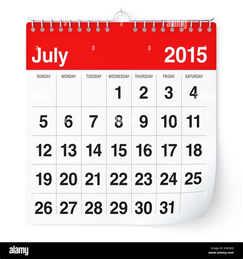 July Calendar Cut Out Stock Images Pictures Alamy