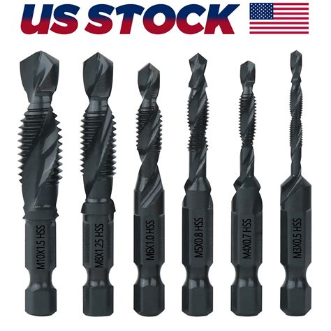 Pcs In Hex Shank Hss Screw Thread Countersink Tap Drill Bit