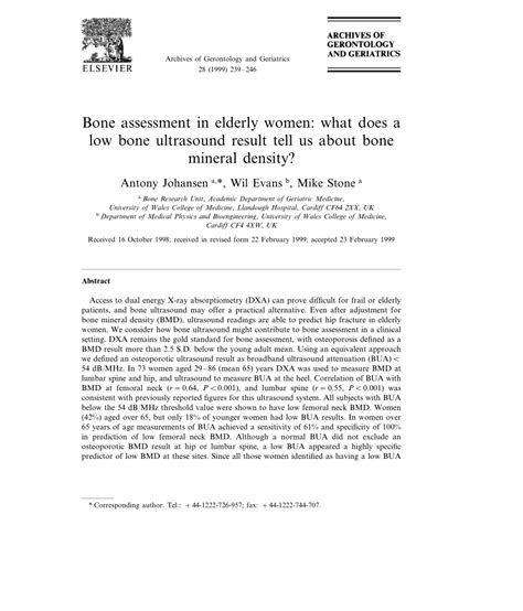 (PDF) Bone assessment in elderly women: what does a low bone ultrasound ...