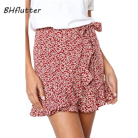 Bhflutter Volants Mini Jupe Sexy Femmes Imprim Floral D Contract