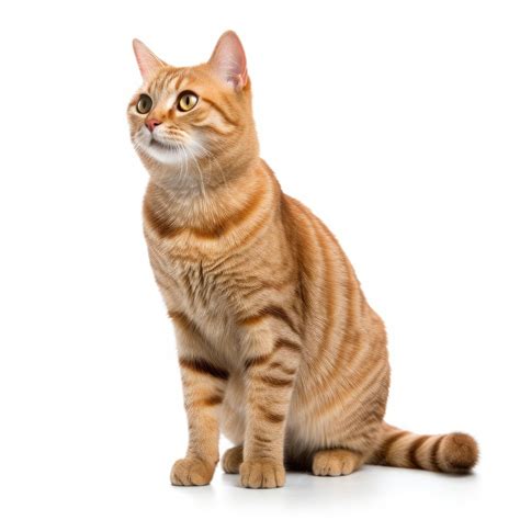Premium AI Image | A cat with orange stripes sits on a white background.