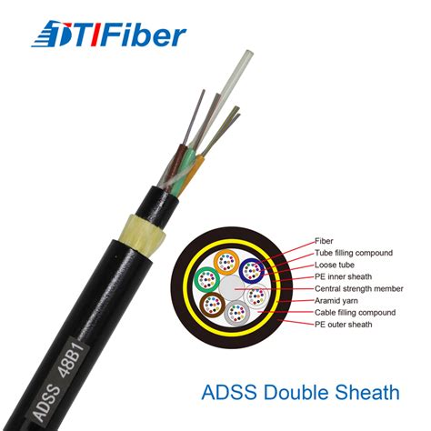 Adss Double Sheath Fiber Optical Cable 24 Core 48 Core 96 Core