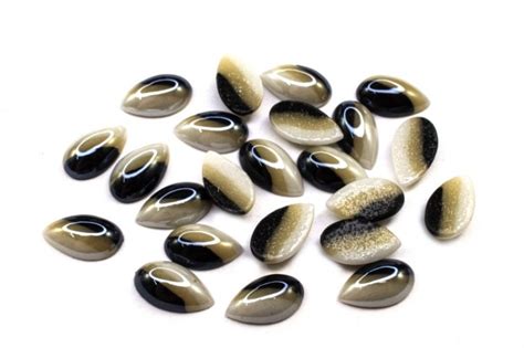 Купить Кабошон Капля 10х6х3мм, цвет белый/бежевый/гематит перламутр ...