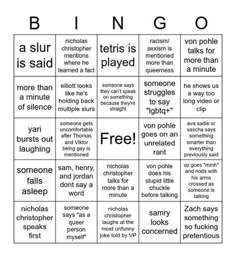 Gay Day Bingo Card