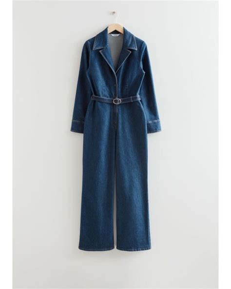 And Other Stories Flared Denim Jumpsuit In Blue Lyst