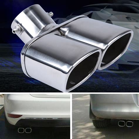 Mm Stainless Steel Universal Auto Dual Exhaust Tip Square Tail Pipe