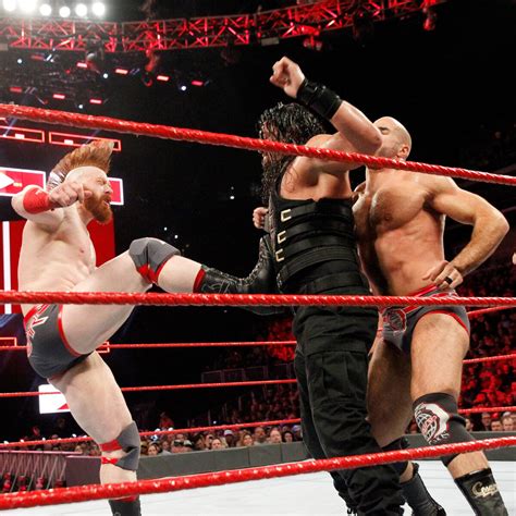 Cesaro Sheamus Vs Roman Reigns Seth Rollins Raw Tag Team