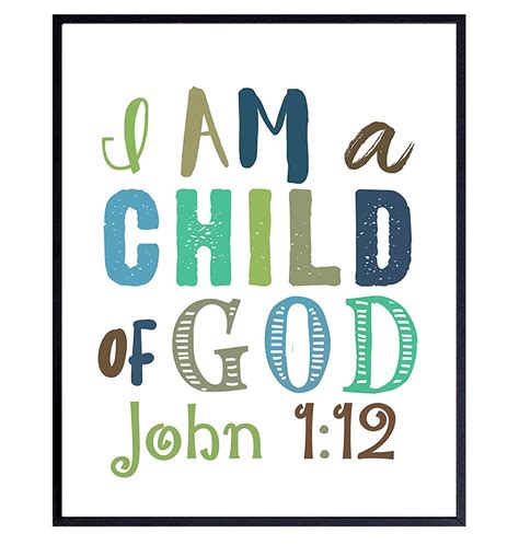 Bible Verse Wall Art – I Am A Child of God John 112 – Holy Scriptures ...