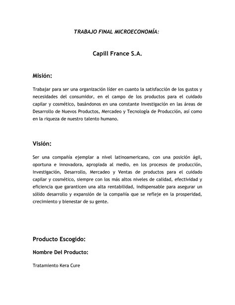 Trabajo Final Empresa MicroEconómia TRABAJO FINAL Capill France S