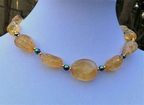 Citrine Choker Center Citrine Bead Is X Mm Nuggets Are Approx