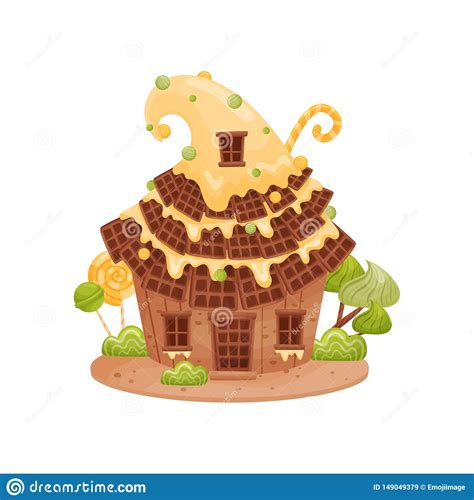 Casa De Pan De Jengibre Con Un Alto Tejado De Galletas Ilustraci N Del