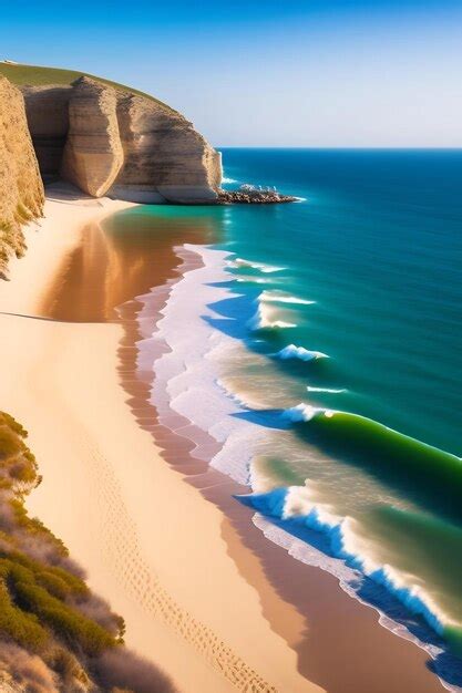 Premium Ai Image Panorama View Of Beautiful Deserted Beach In A Sunny