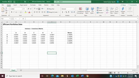 Use the Variance – Covariance matrix in the Excel | Chegg.com