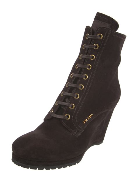 Prada Sport Suede Lace Up Boots Brown Boots Shoes WPR124107 The