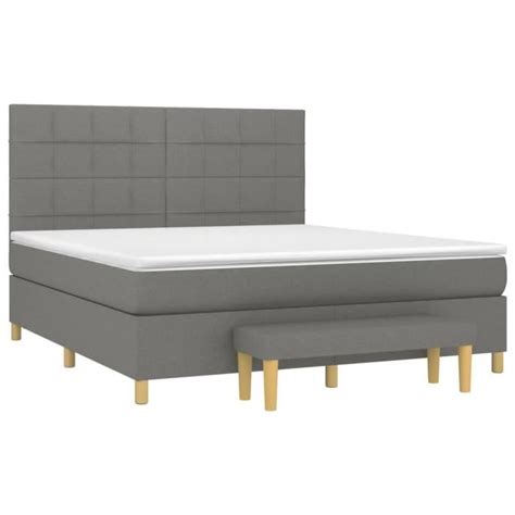 Lit à sommier tapissier avec matelas Gris foncé 180x200cm Tissu YOSOO