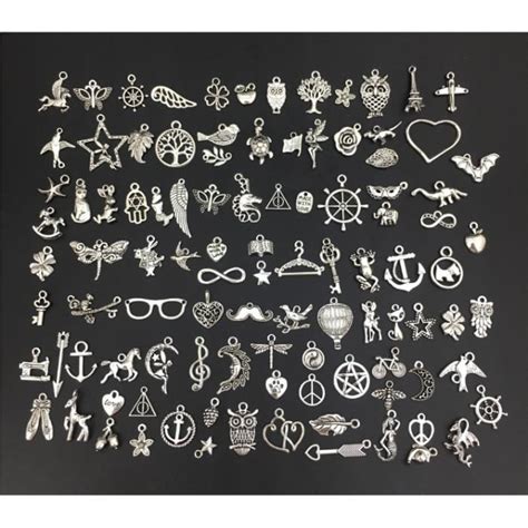 Pendentifs Pi Ces Mixte Argent Antique Breloques Charms