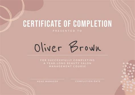 Design Wizard Free Course Completion Certificate Template Sample