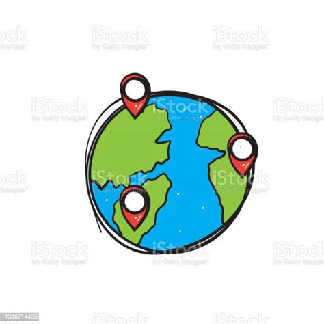 Symbole Dessiné À La Main Dicône De Globe Et De Carte Pour Le Vecteur