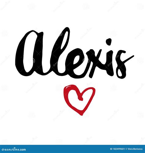 Female Name Drawn by Brush. Hand Drawn Vector Girl Name Alexis Stock