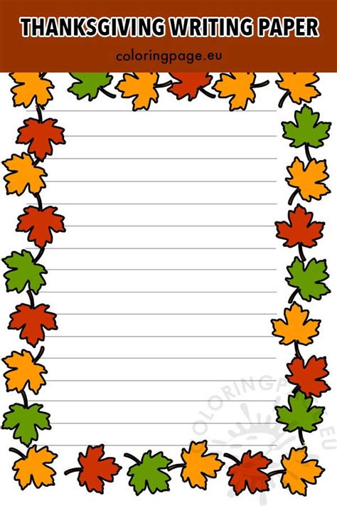 Free Thanksgiving Writing Paper Coloring Page