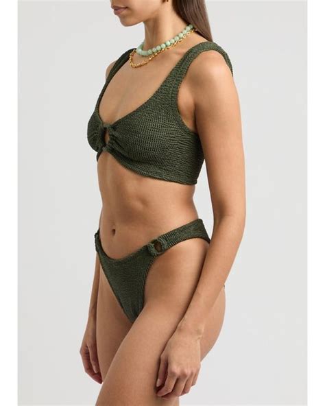 Hunza G Hallie Seersucker Bikini In Green Lyst