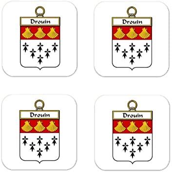 Drouin Family Crest Square Coasters Coat of Arms Coasters - Set of 4 ...