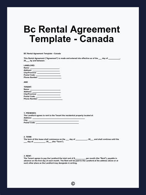 Bc Rental Agreement Template - Canada