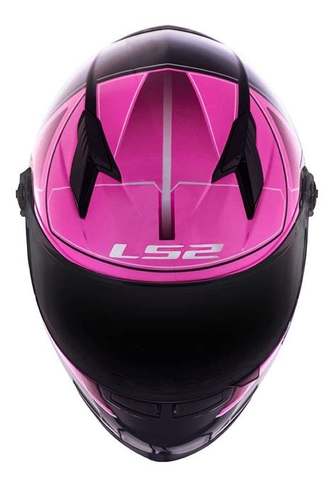 Capacete Ls Feminino Ff Ultra Preto Rosa Viseira Fum