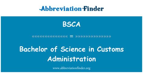 Bsca 定义 在海关管理理学士 Bachelor Of Science In Customs Administration