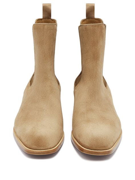 Christian Louboutin Samson Suede Chelsea Boots In Beige Natural For