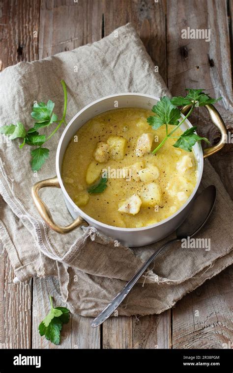 Potato Soup With Haddock Stock Photo Alamy