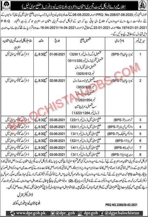 Balochistan Levis Force Test Interview Schedule Musakhel Balochistan