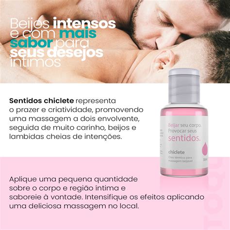 Óleo para Massagem Beijável Função Hot Sentidos Chiclete 30ml A Sós Toque Sensato