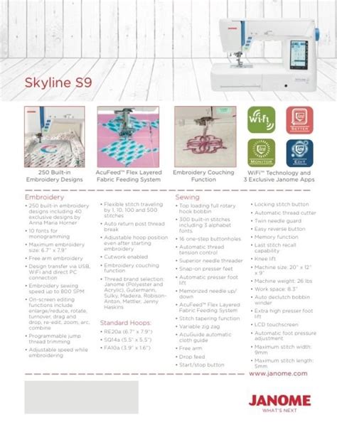 Janome Skyline S9 Sewing Machine The Sewing Machine Company