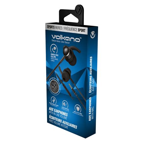 Volkano Titanium Wired Aux Earbuds Black Giant Tiger