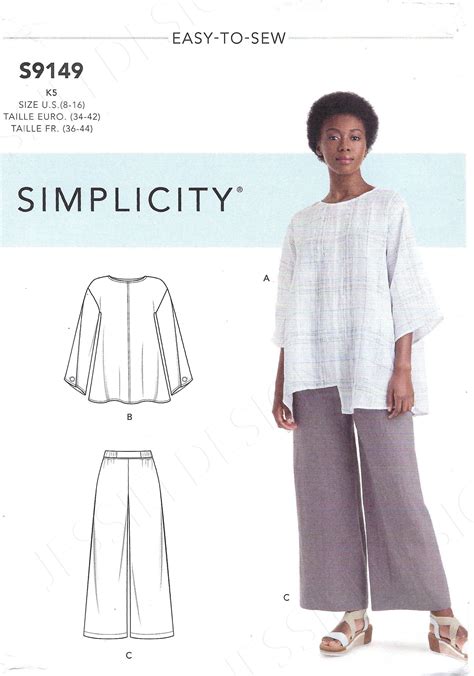 Uncut Simplicity Sewing Pattern 10602 9149 Tops And Pull On Pants Misses